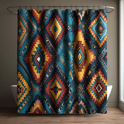 Deep Ocean Ikat Shower Curtain NCU0NXD1398