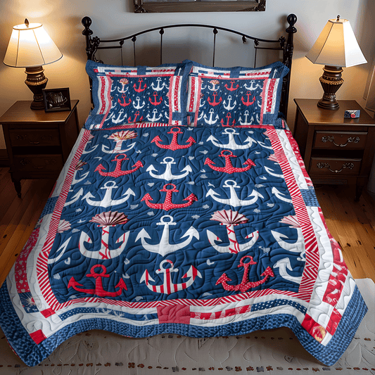 Deep Sea Anchors 3-Piece Quilted Bedding Set NCU0TH1220