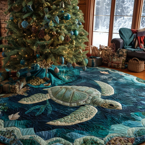 Deep Sea Turtle Christmas Quilted Tree Skirt NCU0DV1424