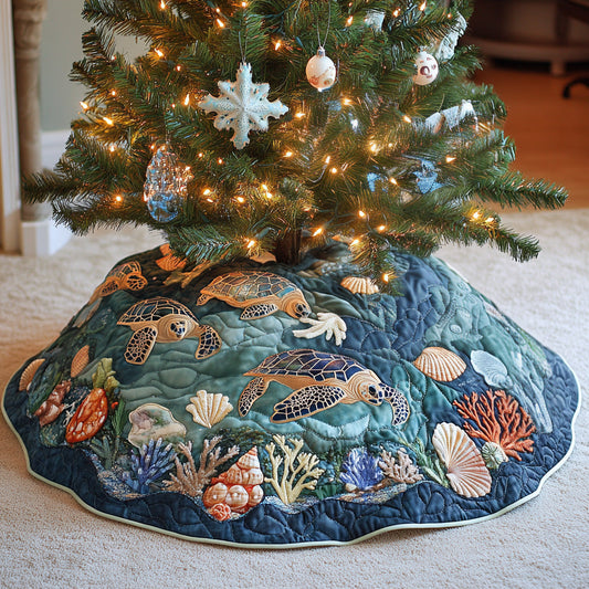 Deep Serenity Christmas Quilted Tree Skirt NCU0PVL746