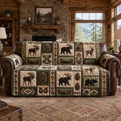 Deep Woods Forage Quilted Sofa Cover NCU0PVL1077