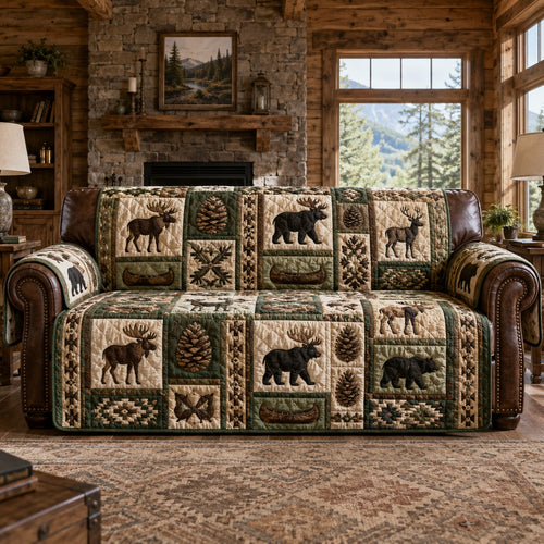 Deep Woods Forage Quilted Sofa Cover NCU0PVL1077
