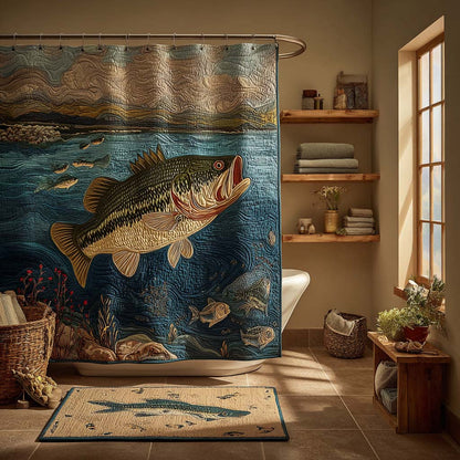 Deepwater Bass Strike Shower Curtain NCU0DQQ0395