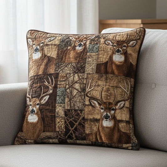 Deer Heads Quilted Pillow Case NCU0NNT2152