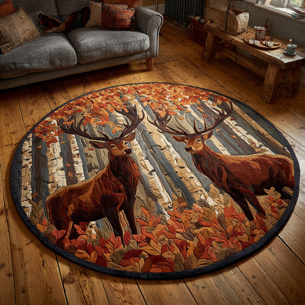 Deer Autumn Glade Round Carpet NCU0HH828
