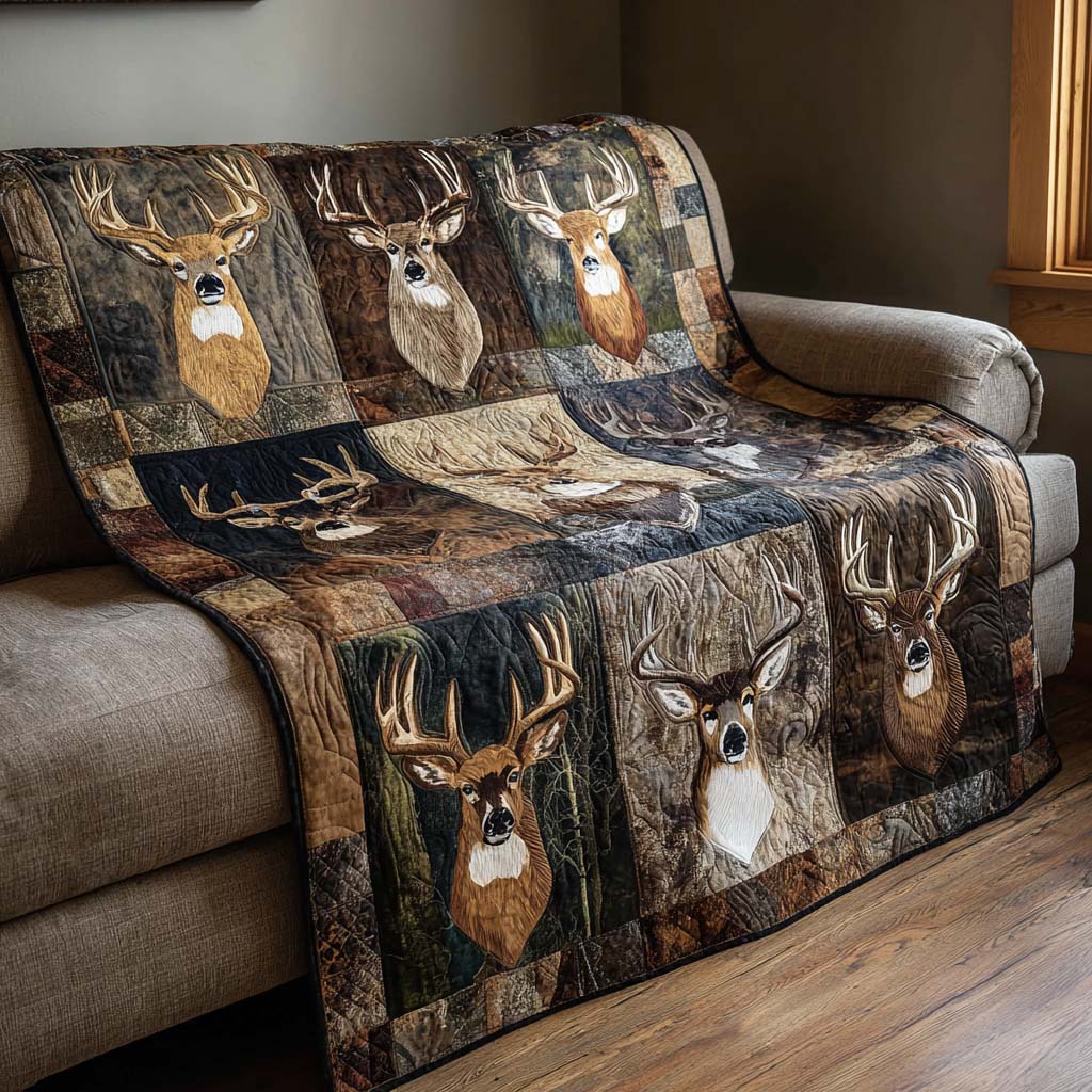 Deer Heads Quilted Blanket NCU0NNT2152
