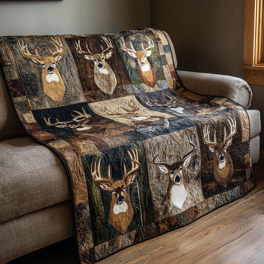 Deer Heads Quilted Blanket NCU0NNT2152