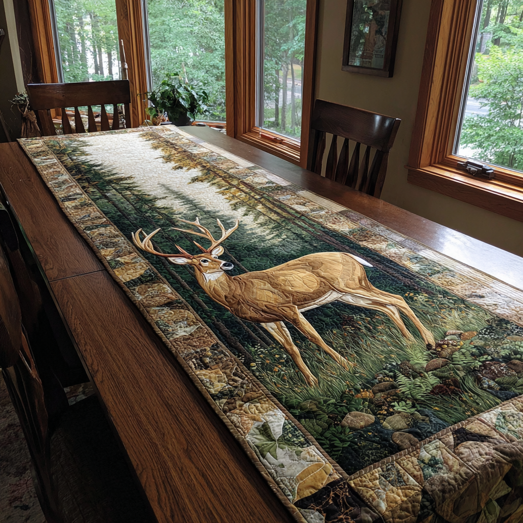 Deer Horizon Quilted Table Runner NCU0DDK1446