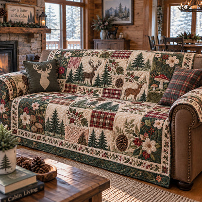 Deer In The Pines Quilted Sofa Cover NCU0PTT3474