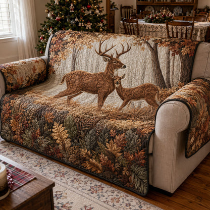 Deer Meadow Morning Quilted Sofa Cover NCU0PTT3428