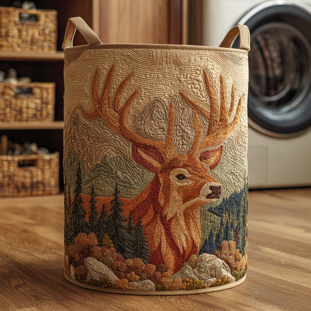 Deer Rocky Ascent Quilted Laundry Basket NCU0HNH439