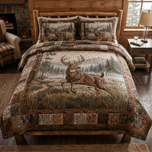 Deer Run 3-Piece Quilted Bedding Set NCU0DV2165