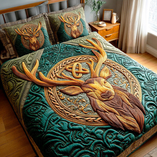Deer Spirit Knot 3-Piece Quilted Bedding Set NCU0NTD628