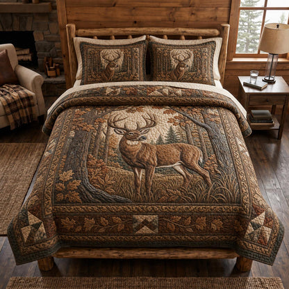 Deer Tranquility 3-Piece Quilted Bedding Set NCU0DV2166