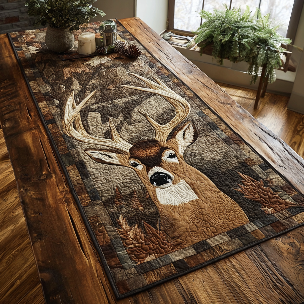 Deer Whisper Quilted Table Runner NCU0DDK1448