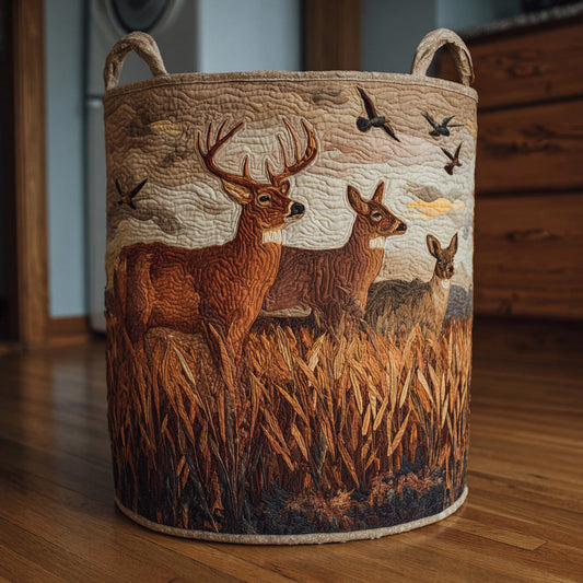 Deer Wild Grass Quilted Laundry Basket NCU0HNH440