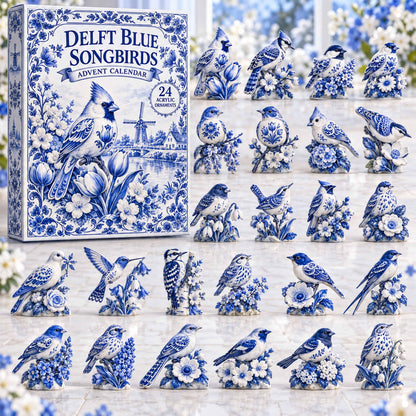 CHRISTMAS KICKOFF 40% OFF - Delft Blue Songbirds Advent Calendar 2026 - 24-Day Festive Countdown, Acrylic Charms Blind Box - Gift For Family and Friends AC0TD064