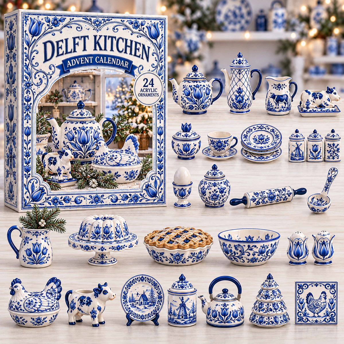 CHRISTMAS KICKOFF 40% OFF - Delft Kitchen Advent Calendar 2026 - 24-Day Festive Countdown, Acrylic Charms Blind Box - Gift For Family and Friends AC0TD078