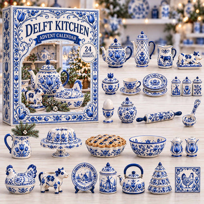 CHRISTMAS KICKOFF 40% OFF - Delft Kitchen Advent Calendar 2026 - 24-Day Festive Countdown, Acrylic Charms Blind Box - Gift For Family and Friends AC0TD078