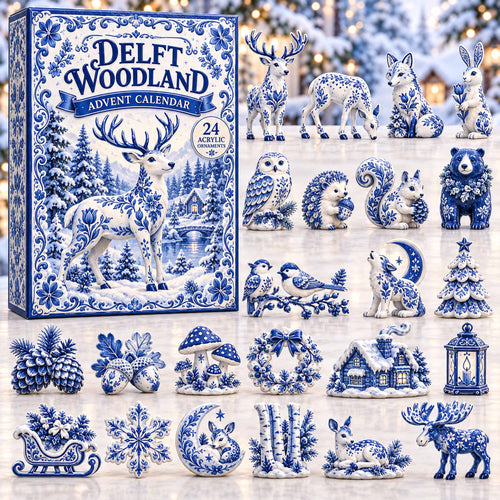 CHRISTMAS KICKOFF 40% OFF - Delft Winter Woodland Advent Calendar 2026 - 24-Day Festive Countdown, Acrylic Charms Blind Box - Gift For Family and Friends AC0TD090