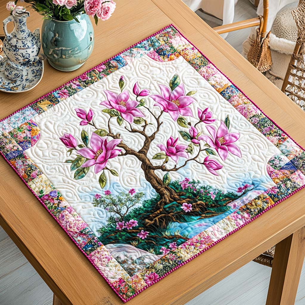 Delicate Magnolia Quilted Table Topper NCU0NNT974