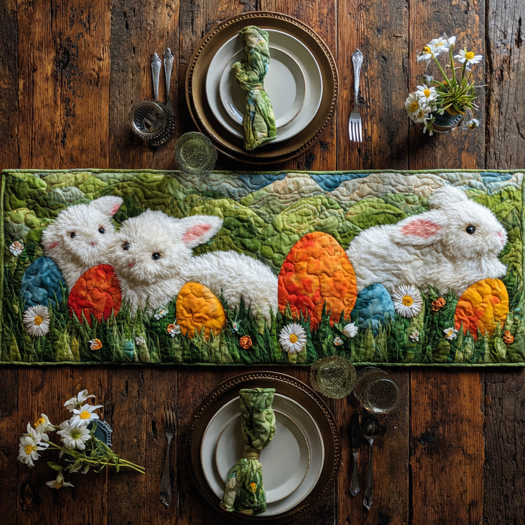 Delightful Easter Bunny Quilted Table Runner NCU0HNH338