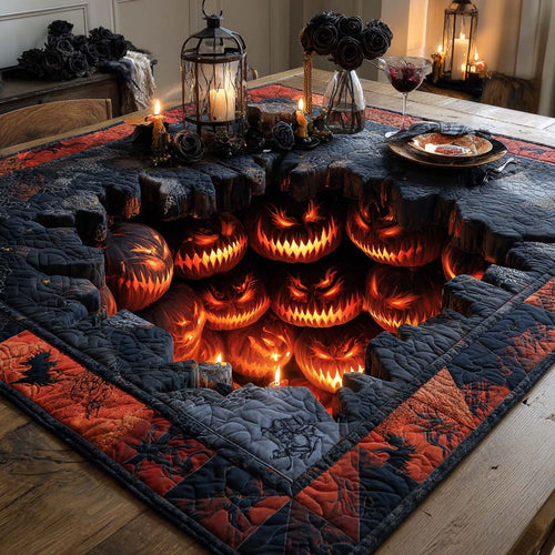 Demonic Pumpkin Horde Quilted Table Topper NCU0NXD372