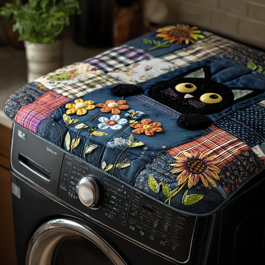 Denim Kitty Quilted Washer and Dryer Cover NCU0NNT1840