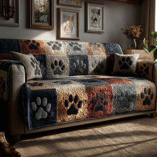 Denim Paws Quilted Sofa Cover NCU0LDH364