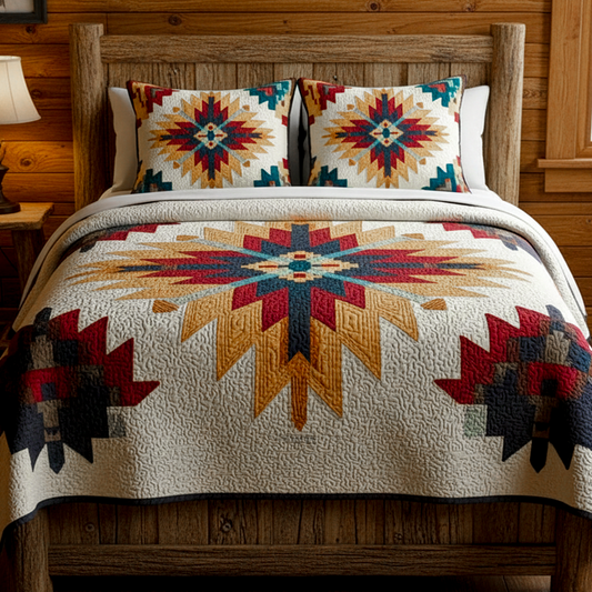 Desert Sunrise Medallion 3-Piece Quilted Bedding Set NCU0NXD1026