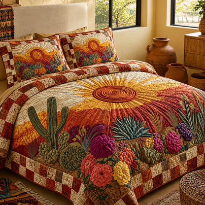 Desert Bloom 3-Piece Quilted Bedding Set NCU0NTD1986