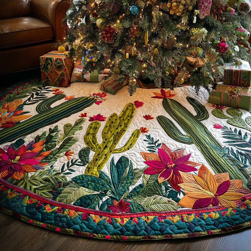 Desert Bloom Christmas Quilted Tree Skirt NCU0NNT2333