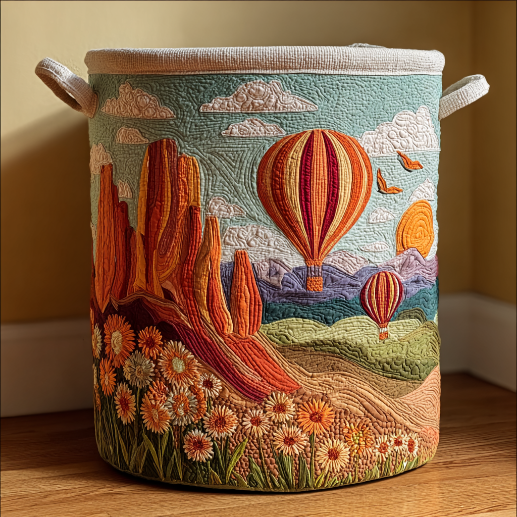 Desert Bloom Quilted Laundry Basket NCU0DDK1605