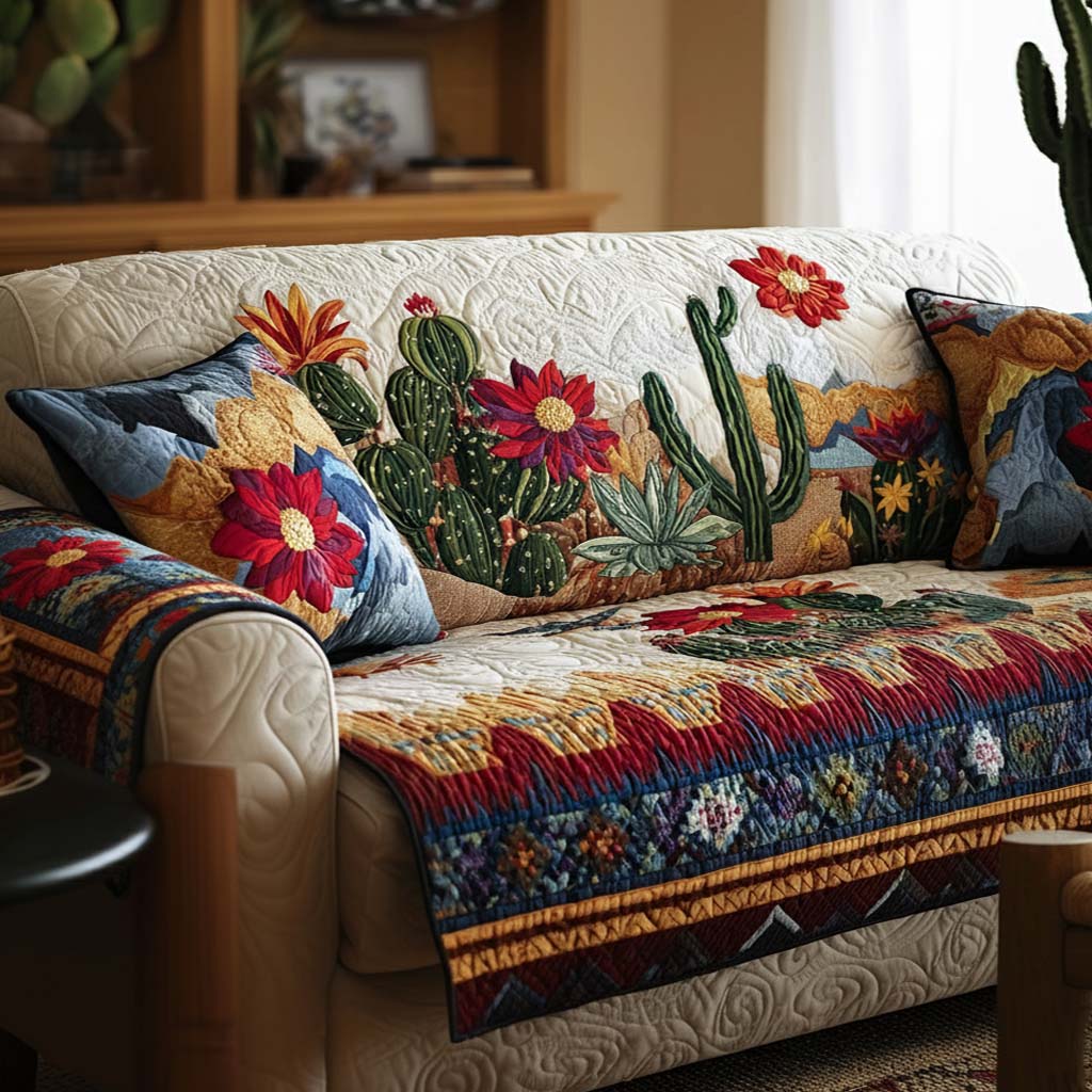 Desert Bloom Quilted Sofa Cover NCU0NNT2349