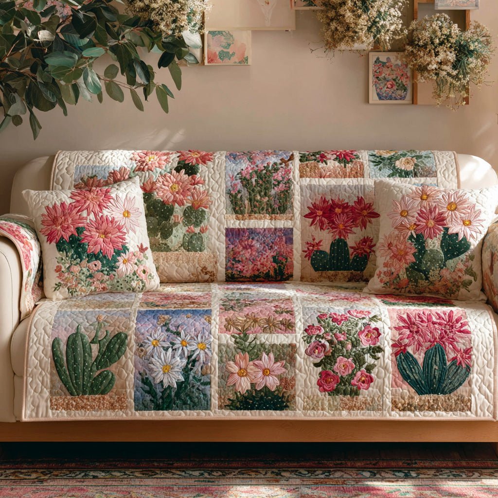 Desert Blossom Quilted Sofa Cover NCU0LDH219