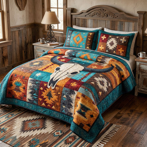 Desert Bones 3-Piece Quilted Bedding Set NCU0NTD1688