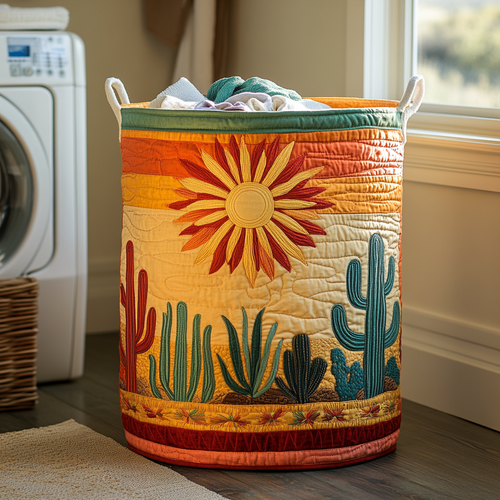 Desert Cactus Quilted Laundry Basket NCU0DDK1009
