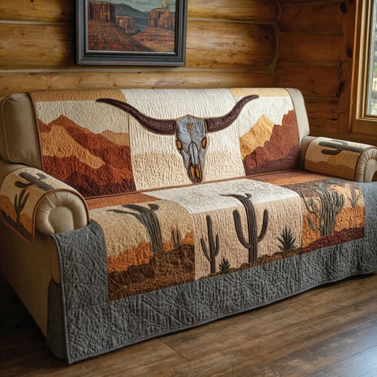 Desert Canyon Longhorn Quilted Sofa Cover NCU0LDH878
