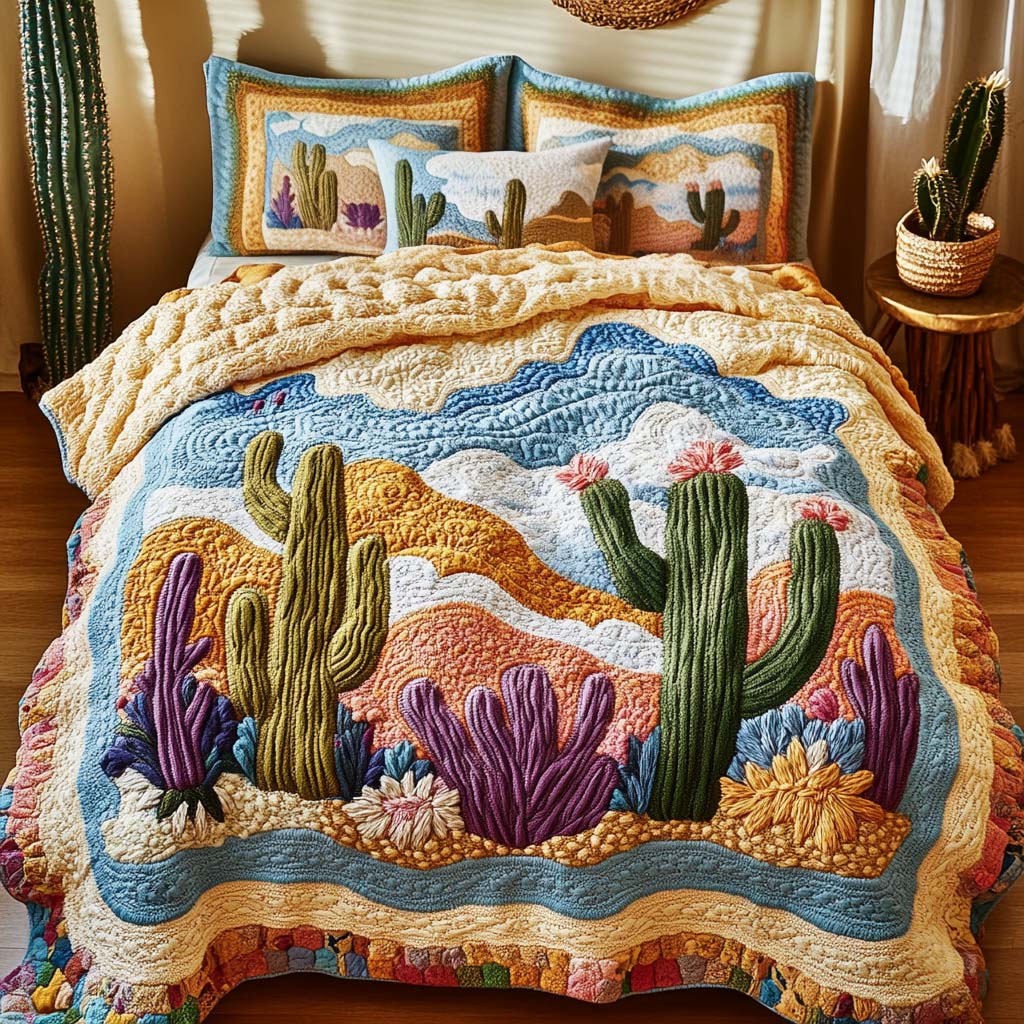 Desert Glow 3-Piece Quilted Bedding Set NCU0NT2054