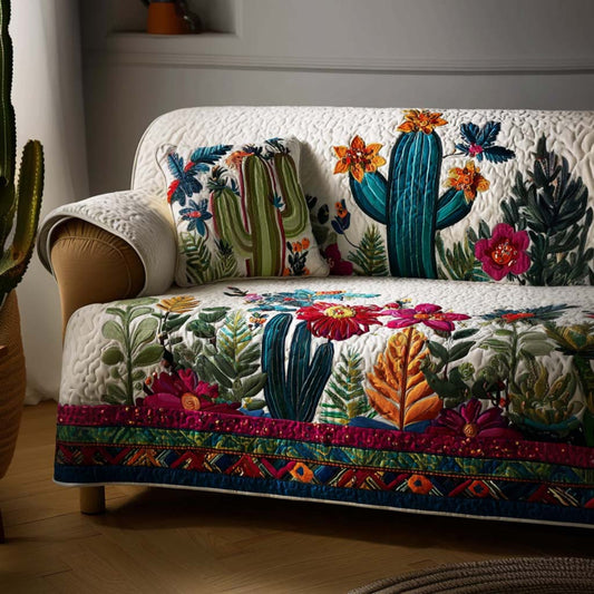 Desert Green Quilted Sofa Cover NCU0NNT2350