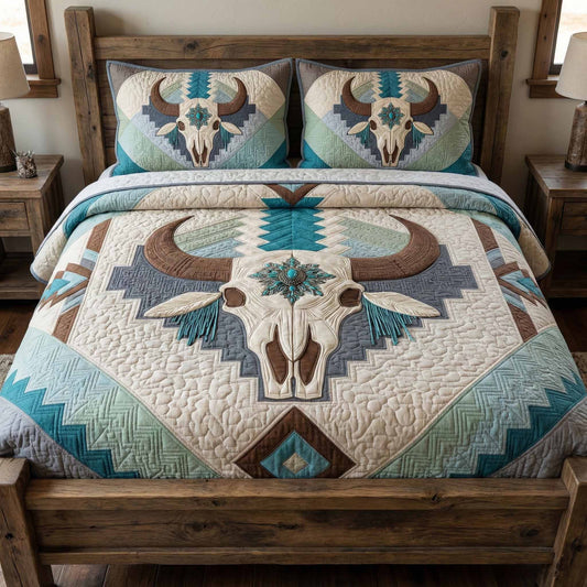 Desert Longhorn 3-Piece Quilted Bedding Set NCU0NXD1601