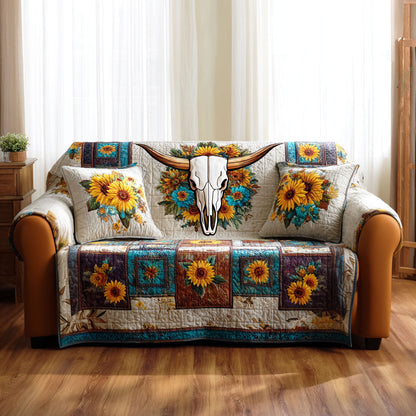 Desert Longhorn Quilted Sofa Cover NCU0NTD1544