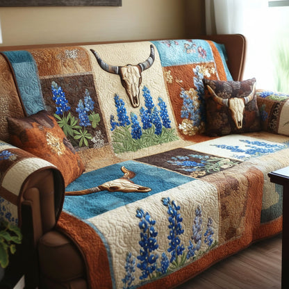 Desert Longhorn Quilted Sofa Cover NCU0NTD1717