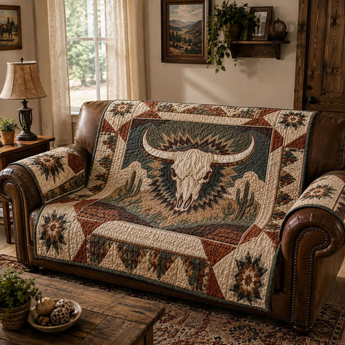 Desert Longhorn Spirit Quilted Sofa Cover NCU0PTT3413