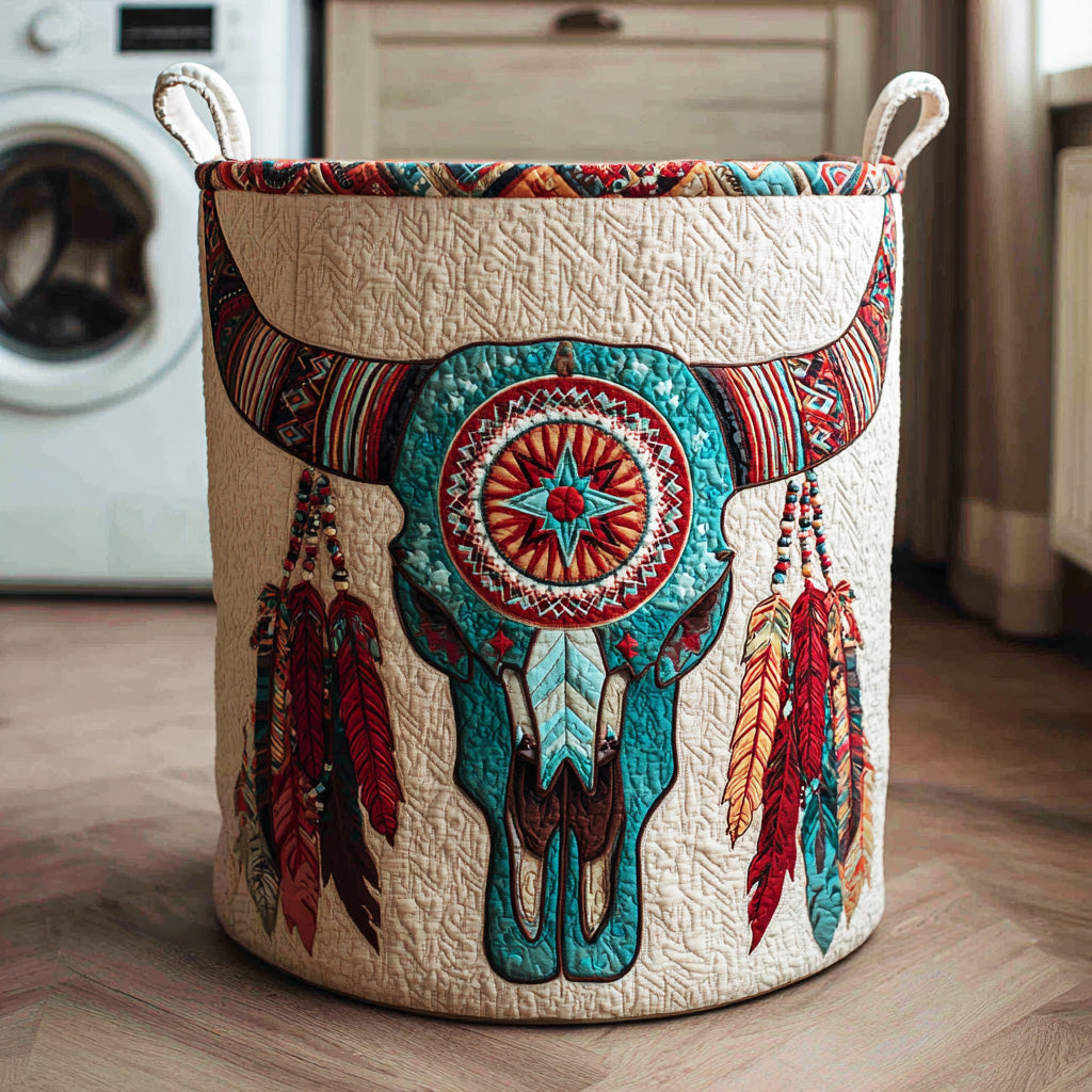 Desert Skull Symbol Quilted Laundry Basket NCU0NTD954
