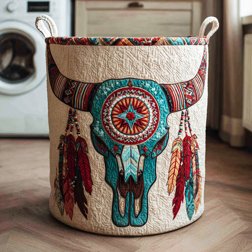 Desert Skull Symbol Quilted Laundry Basket NCU0NTD954