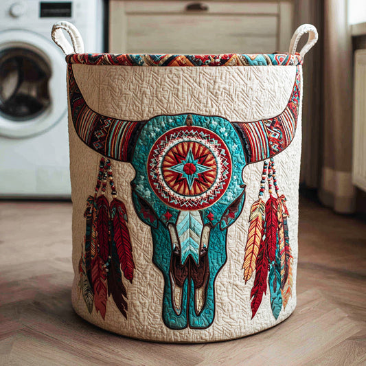 Desert Skull Symbol Quilted Laundry Basket NCU0NTD954