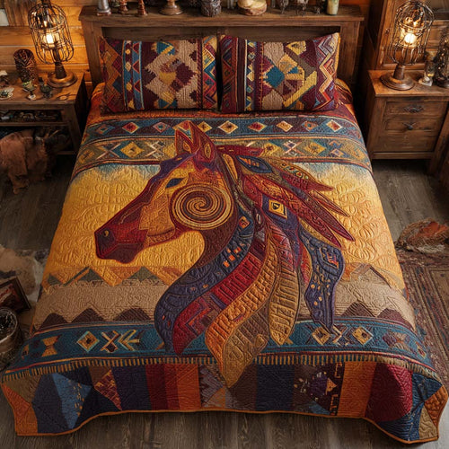 Desert Stallion 3-Piece Quilted Bedding Set NCU0NXD1080