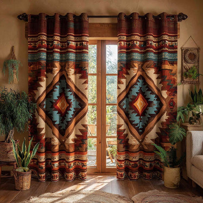 Desert Sunset Geometry Quilted Curtains NCU0NXD1149