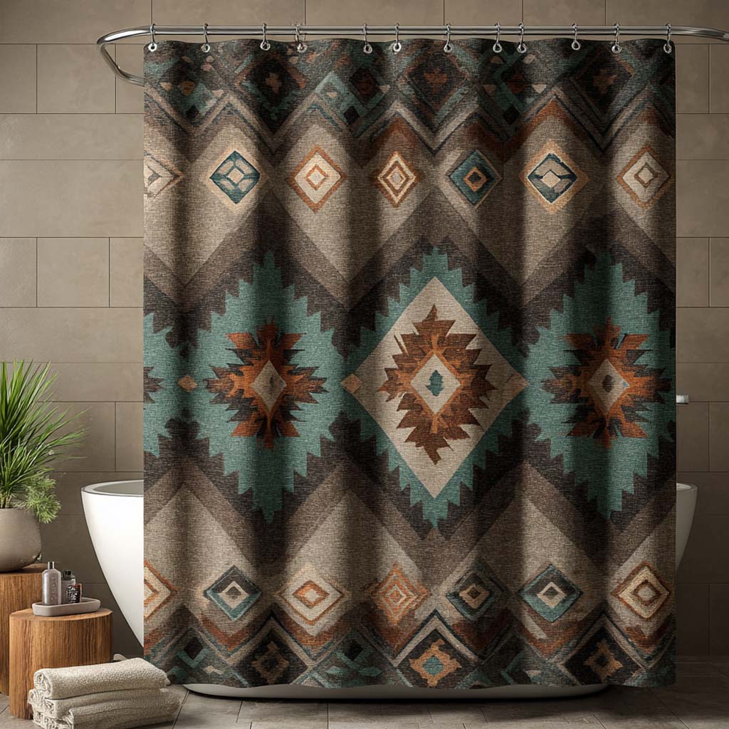 Desert Teal Diamond Shower Curtain NCU0NXD1390